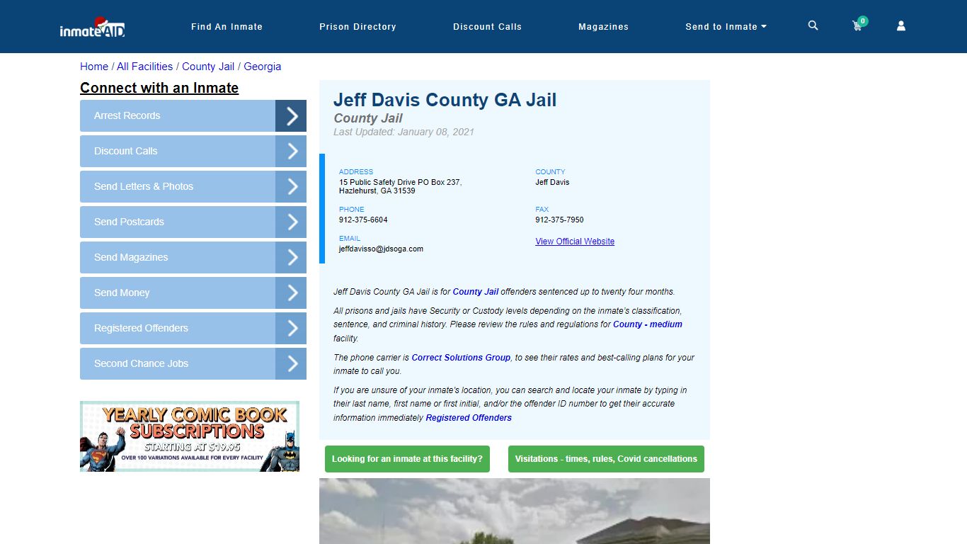 Jeff Davis County GA Jail - Inmate Locator - Hazlehurst, GA