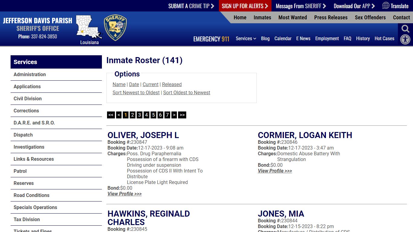Inmate Roster - Jefferson Davis Parish Sheriff's Office